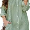 71uoHbI9xIL._AC_SL1500 Jngrtsyjvip Fashion Womens Button Down Shirt Dresses with Pockets Cotton Striped Shirts Collared Tunics Long Sleeve High Low Blouse Tops