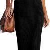Jngrtsyjvip Fashion  Womens 2024 Summer V Neck Knit Midi Dress Bodycon Sleeveless Ribbed Sweater Dresses