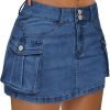 Jngrtsyjvip Fashion  Women Cargo Mini Skirt Denim Jean Dress with Pocket