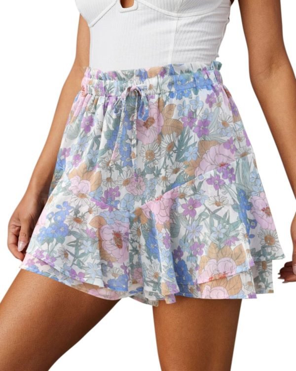 Jngrtsyjvip Fashion Shorts for Women Casual Boho Floral Skorts Ruffle Mini Skirts Running Tennis Butterfly Shorts Chiffon Shorts