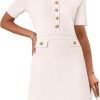 Jngrtsyjvip Fashion  Women's Knit Bodycon Sweater Dress Button Short Sleeve Crew Neck Elegant Formal Mini Dress Wedding Dress