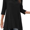 Jngrtsyjvip Fashion   Women's 3/4 Sleeve Notch V Neck High Low Loose Fit Long Tunic Tops Shirts Blouses M-3XL