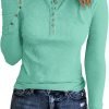 71w9UHzb1UL._AC_SL1493 Jngrtsyjvip Ribbed women’s shirts Fashion Womens Long Sleeves Ribbed Knit Tunic Shirts Scoop Neck Button Down Tops Casual Henley Tee Shirt Slim Fit Blouses