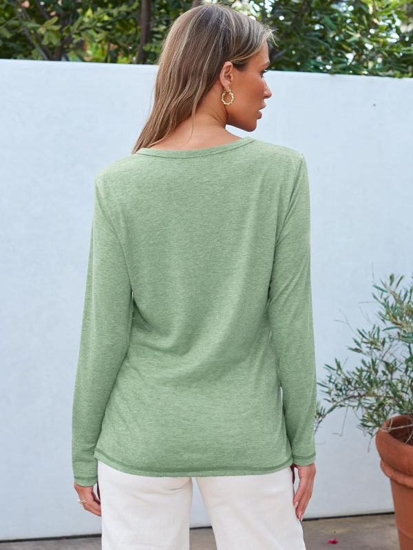 Jngrtsyjvip Fashion   Womens Long Sleeve Round Neck Shirts Basic Tee Fall Tops Outfits Clothes 2024