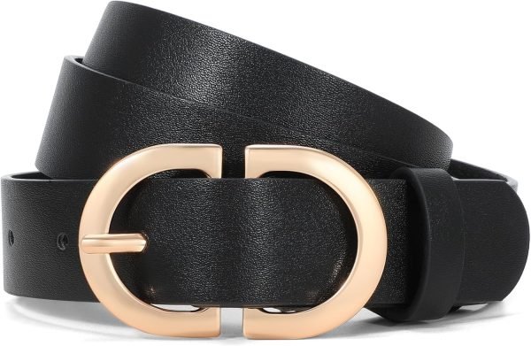 Jngrtsyjvip Fashion  Women Leather Belt for Jeans Pants Dress Fashion Ladies Belts with Gold Buckle White Waist Belt Small to Plus Size