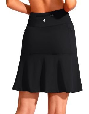 71yHz5V1EpL._AC_SL1500 Jngrtsyjvip Fashion 19" Golf Skorts Skirts for Women Zipper Pockets Knee Length Skort Women's High Waist Athletic Tennis Skirt