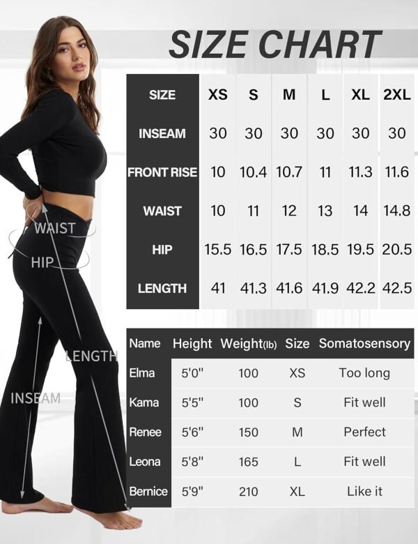 Jngrtsyjvip Fashion  Black Flare Pants for Women, Crossover Soft Bootcut Leggings
