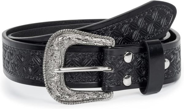 Jngrtsyjvip Fashion  Adjustable-Vintage-Western-Cowboy-Belt Women Men - Cowboy-Style Engraved-Buckle Belt for Jeans Pants Dresses