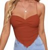 Jngrtsyjvip Fashion Women's Criss Cross Backless Strappy Asymmetrical Hem Crop Cami Top