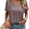 Jngrtsyjvip Fashion Women's Tshirts V Neck Short Sleeve Summer Tops Casual Basic Tee Shirts