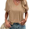 Jngrtsyjvip Fashion Women's Tshirts V Neck Short Sleeve Summer Tops Casual Basic Tee Shirts