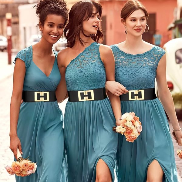 Jngrtsyjvip FashionWide Waist Belts for Women Dresses Vintage Elastic Belts Fashion Stretchy Belt with Gold Buckle