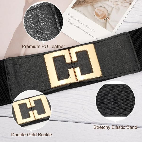Jngrtsyjvip FashionWide Waist Belts for Women Dresses Vintage Elastic Belts Fashion Stretchy Belt with Gold Buckle