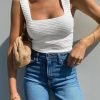 Jngrtsyjvip Fashion Womens Ribbed Tank Tops 2024 Summer Sleeveless Square Neck Shirts Casual Slim Fitted Knit Shirts