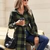 Jngrtsyjvip Fashion   Flannel for Women 2024 Fall Fashion Long Sleeve Plaid Button Down Shirts Shacket Blouse Top with Pockets