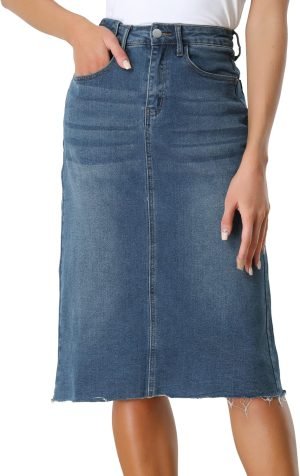 817pOGIQ5QL._AC_SL1500 Jngrtsyjvip Fashion Women's Casual Jean Skirt High Waist Back Slit Stretch Denim Skirts