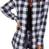 Jngrtsyjvip Fashion   Flannel for Women 2024 Fall Fashion Long Sleeve Plaid Button Down Shirts Shacket Blouse Top with Pockets