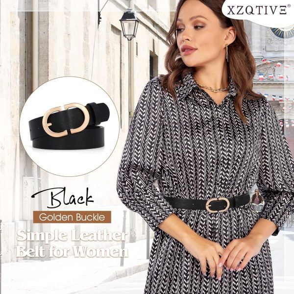 Jngrtsyjvip Fashion  Women Leather Belt for Jeans Pants Dress Fashion Ladies Belts with Gold Buckle White Waist Belt Small to Plus Size