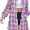 Jngrtsyjvip Fashion   Women's Button Down Flannel Shirts Plaid Shacket Long Sleeve Collared Long Jacket Coats