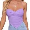 Jngrtsyjvip Fashion Women's Criss Cross Backless Strappy Asymmetrical Hem Crop Cami Top