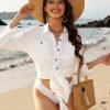 Jngrtsyjvip Fashion   Women's Swimsuit Cover Up Summer Beachwear Button Down Shirt Bikini Bathing Suit Beach Coverup Mini Dresses
