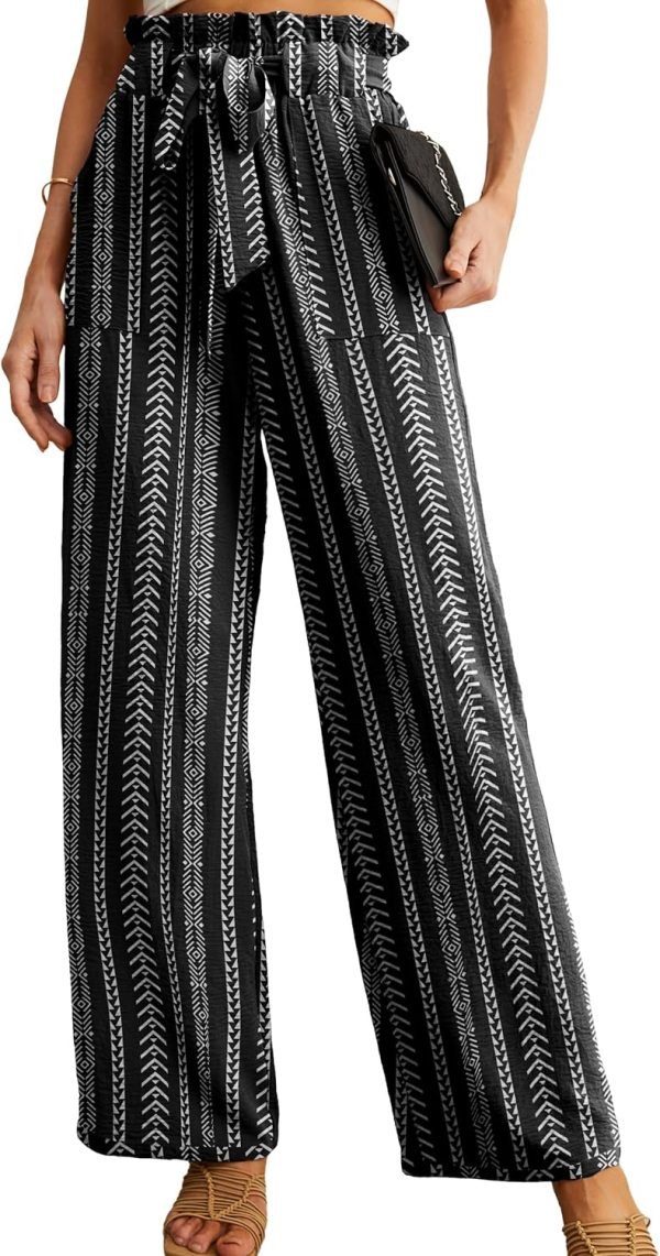 Jngrtsyjvip FashionI  Women's Wide Leg Pants with Pockets High Waist Adjustable Knot Loose Casual Trousers Business Work Casual Pants
