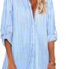 Jngrtsyjvip Fashion   Women Boyfriend Shirts Button Down Long Sleeve Blouse Cuffed Sleeve Collared Shirt
