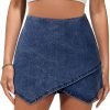 Jngrtsyjvip Fashion Jean Skorts for Woman High Waisted Pull On Stretchy Denim Wrap Skirt with Shorts Trendy Asymmetrical Skort
