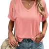 Jngrtsyjvip Fashion Women's Tshirts V Neck Short Sleeve Summer Tops Casual Basic Tee Shirts