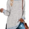 81NKdgz0TCL._AC_SL1500 Jngrtsyjvip Fashion Womens Crewneck Pullovers Color Block Long Sleeve Side Split Tunic Tops