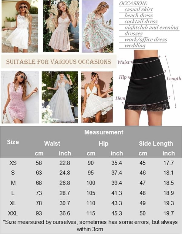 Jngrtsyjvip Fashion  Half Slips for Women Underskirt Short Lace Trim Above Knee Half Slip