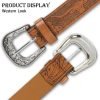 Jngrtsyjvip Fashion  Adjustable-Vintage-Western-Cowboy-Belt Women Men - Cowboy-Style Engraved-Buckle Belt for Jeans Pants Dresses