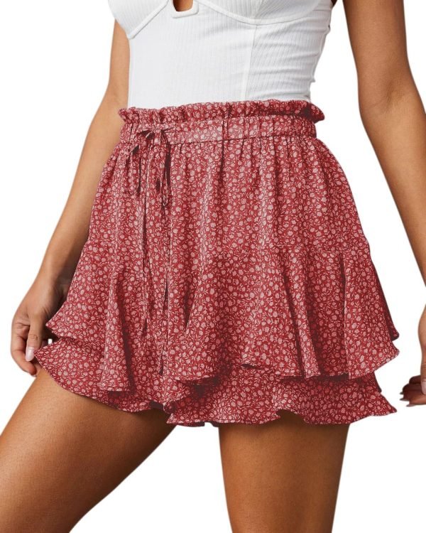 Jngrtsyjvip Fashion Shorts for Women Casual Boho Floral Skorts Ruffle Mini Skirts Running Tennis Butterfly Shorts Chiffon Shorts