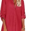 Jngrtsyjvip Fashion   Women Boyfriend Shirts Button Down Long Sleeve Blouse Cuffed Sleeve Collared Shirt