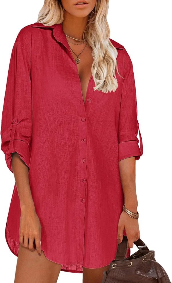 Jngrtsyjvip Fashion   Women Boyfriend Shirts Button Down Long Sleeve Blouse Cuffed Sleeve Collared Shirt