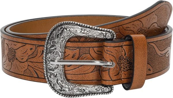 Jngrtsyjvip Fashion  Adjustable-Vintage-Western-Cowboy-Belt Women Men - Cowboy-Style Engraved-Buckle Belt for Jeans Pants Dresses