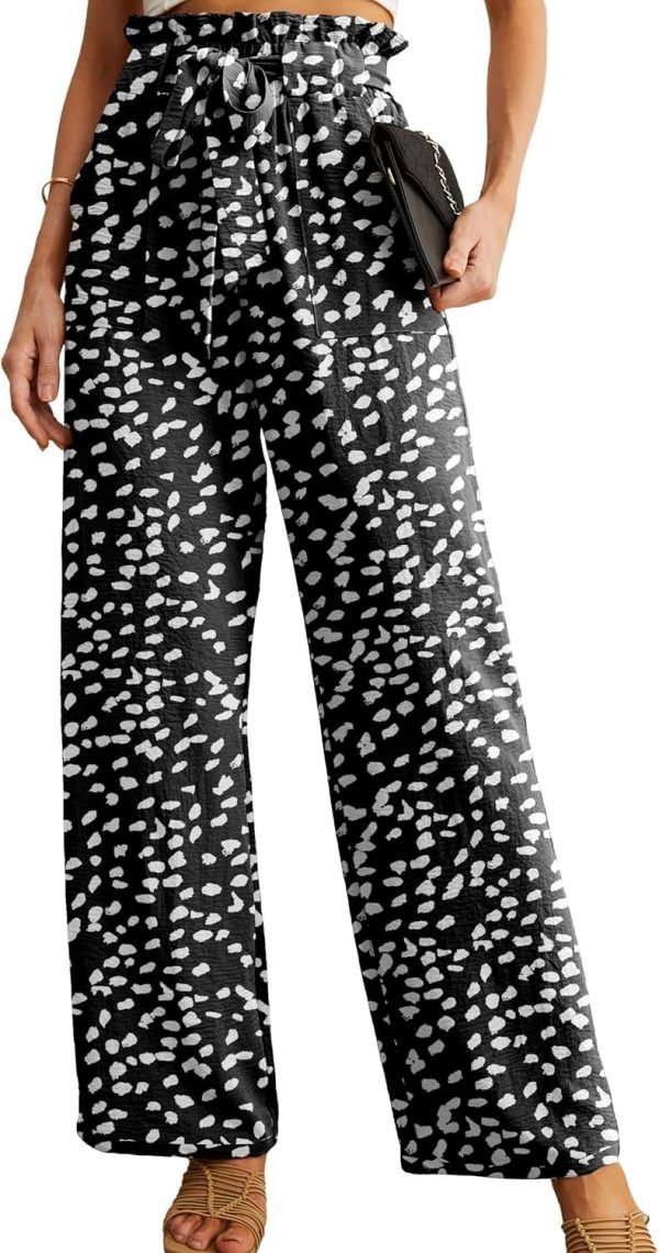 Jngrtsyjvip FashionI  Women's Wide Leg Pants with Pockets High Waist Adjustable Knot Loose Casual Trousers Business Work Casual Pants