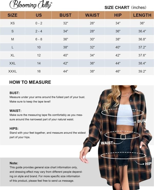 Jngrtsyjvip Fashion   Women's Button Down Flannel Shirts Plaid Shacket Long Sleeve Collared Long Jacket Coats
