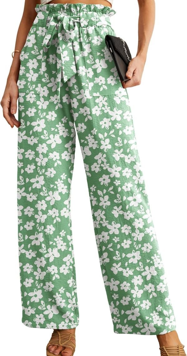 Jngrtsyjvip FashionI  Women's Wide Leg Pants with Pockets High Waist Adjustable Knot Loose Casual Trousers Business Work Casual Pants