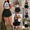 Jngrtsyjvip Fashion  Women's High Waist Ruffle Flowy Mini Skirts Stretchy Lined Layered Pleated Casual Beach Short Skirt