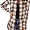 Jngrtsyjvip Fashion   Flannel for Women 2024 Fall Fashion Long Sleeve Plaid Button Down Shirts Shacket Blouse Top with Pockets