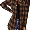 Jngrtsyjvip Fashion   Flannel for Women 2024 Fall Fashion Long Sleeve Plaid Button Down Shirts Shacket Blouse Top with Pockets