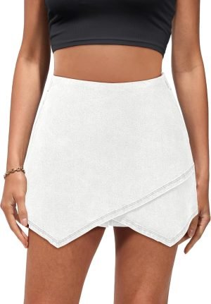 81ce037oeRL._AC_SL1500 Jngrtsyjvip Fashion Jean Skorts for Woman High Waisted Pull On Stretchy Denim Wrap Skirt with Shorts Trendy Asymmetrical Skort