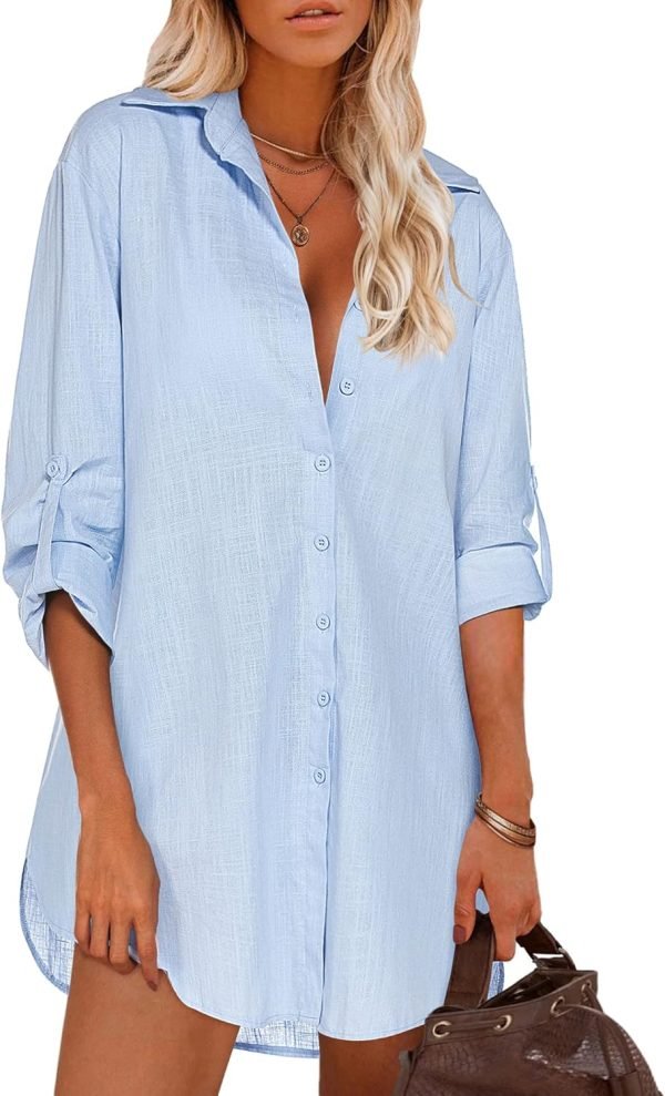 Jngrtsyjvip Fashion   Women Boyfriend Shirts Button Down Long Sleeve Blouse Cuffed Sleeve Collared Shirt