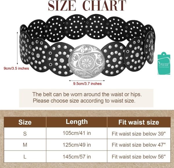 81e2TmEMqbL._AC_SL1500 Jngrtsyjvip Fashion Western Belts for Women Wide Hollow Disc Leather Belt Cowgirl Waist Belt for Jeans Dresses with Metal Buckle