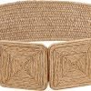 Jngrtsyjvip Fashion  Women's Symmetrical Buckle Straw Belts Wide Belt Elastic Waistband