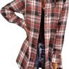 Jngrtsyjvip Fashion   Flannel for Women 2024 Fall Fashion Long Sleeve Plaid Button Down Shirts Shacket Blouse Top with Pockets
