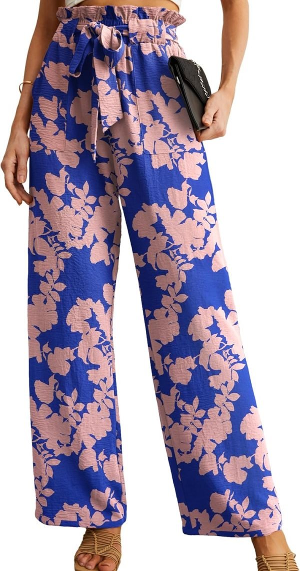 Jngrtsyjvip FashionI  Women's Wide Leg Pants with Pockets High Waist Adjustable Knot Loose Casual Trousers Business Work Casual Pants