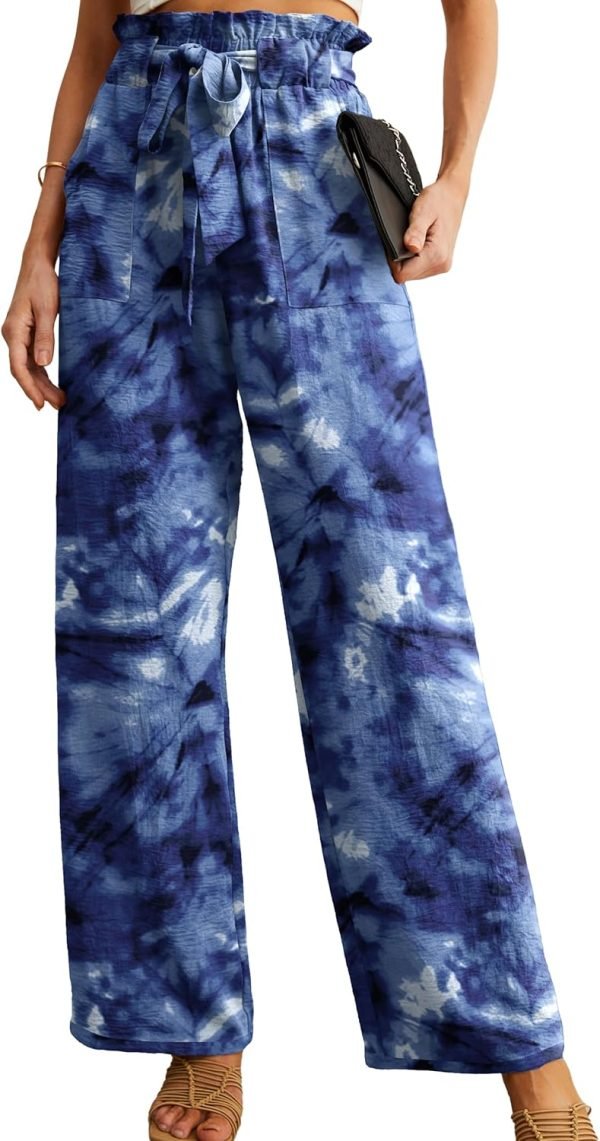 Jngrtsyjvip FashionI  Women's Wide Leg Pants with Pockets High Waist Adjustable Knot Loose Casual Trousers Business Work Casual Pants