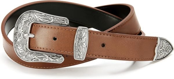 Jngrtsyjvip FashionWomens Western Belt - 1.1" CR Cowboy Belt Leather Belt Women - Country Belts For Women Waist Belt For Women Fashion